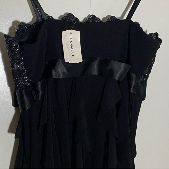 Le Chateau black elegant strapless  sequins coquette mini cocktail party dress 6 - Picture 8 of 14